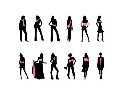 Fashion women silhouettes set vector psd
